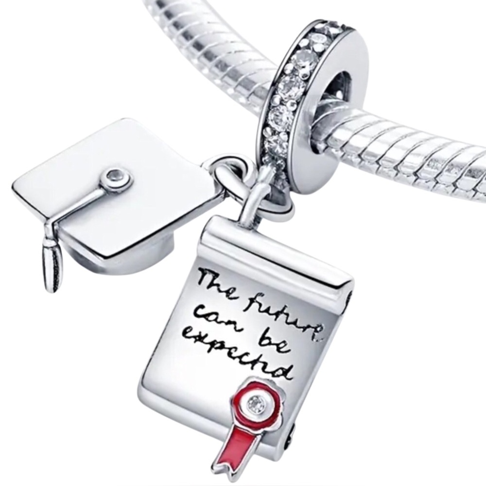 S925 Graduation Cap & Diploma Charm Pandora Style